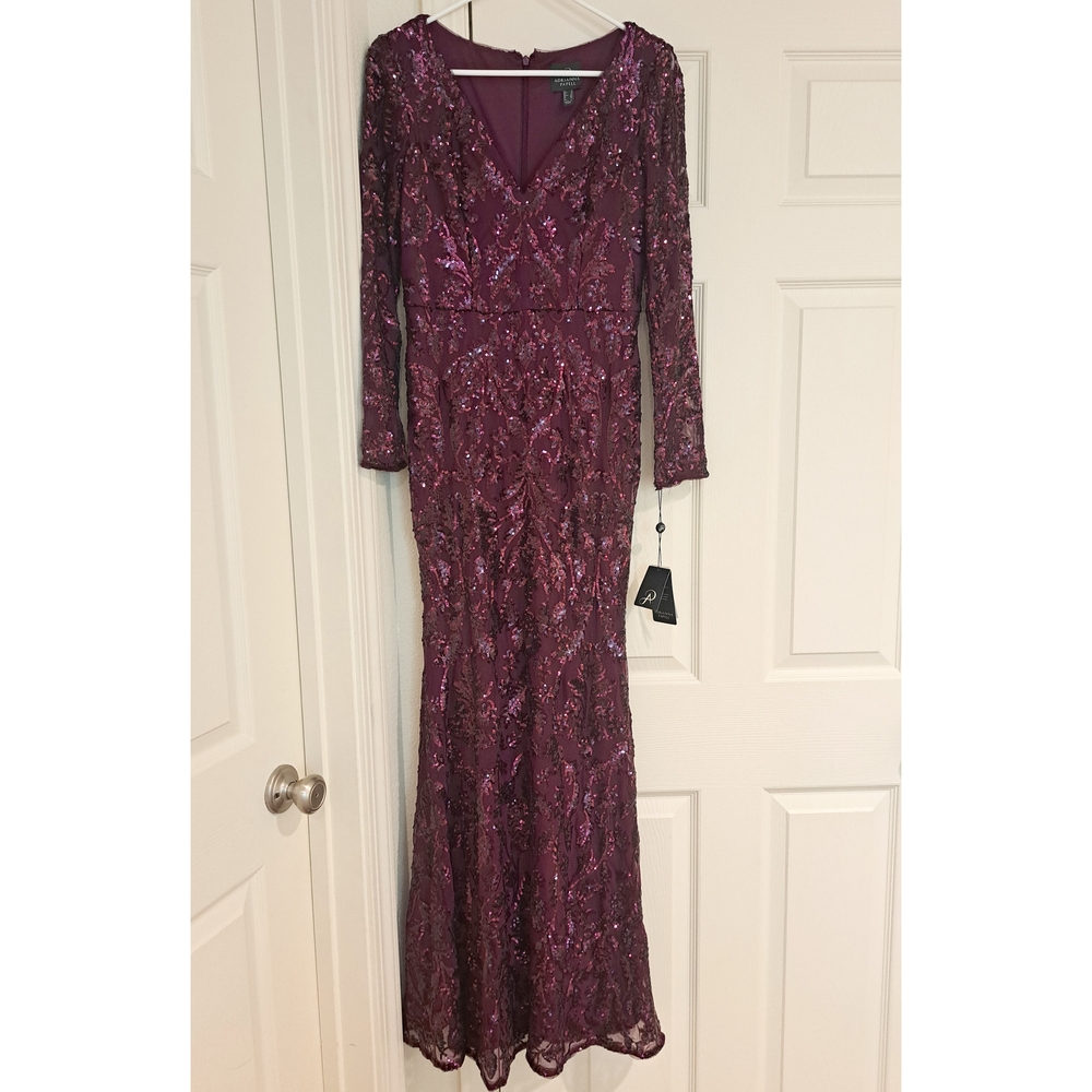 Long Sleeve Formal Sequins Evening Gown